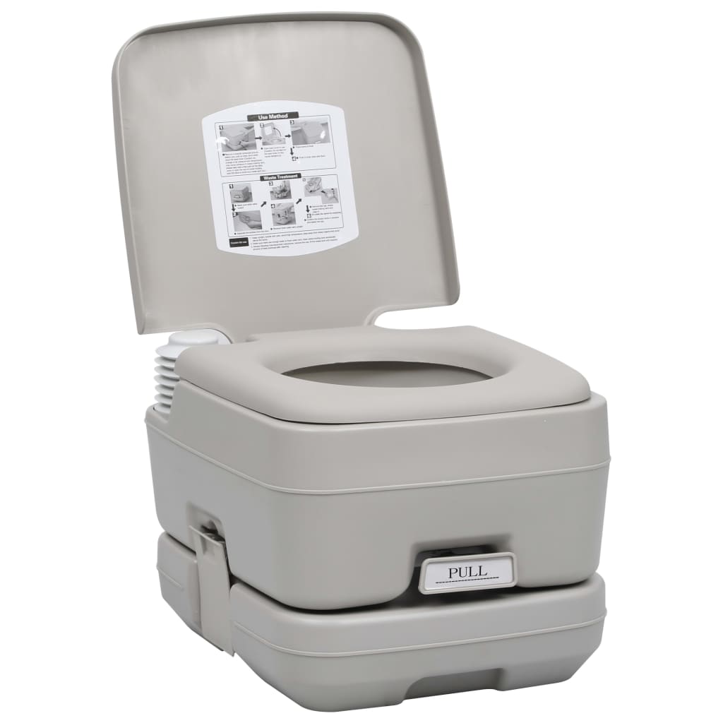 vidaXL Inodoro portátil para camping gris 10 + 10 L - Image 5