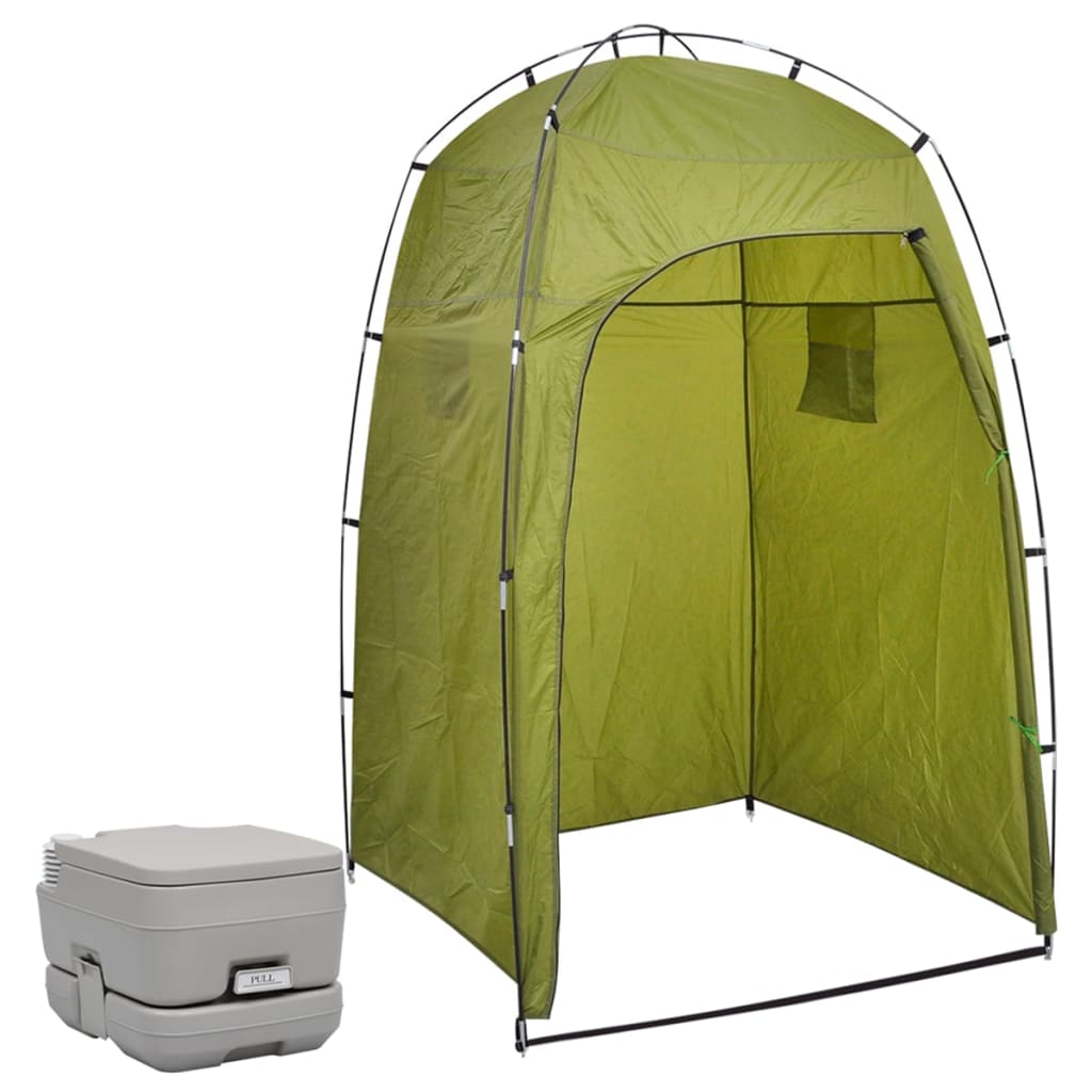 vidaXL Inodoro portátil para camping con tienda 10+10 L