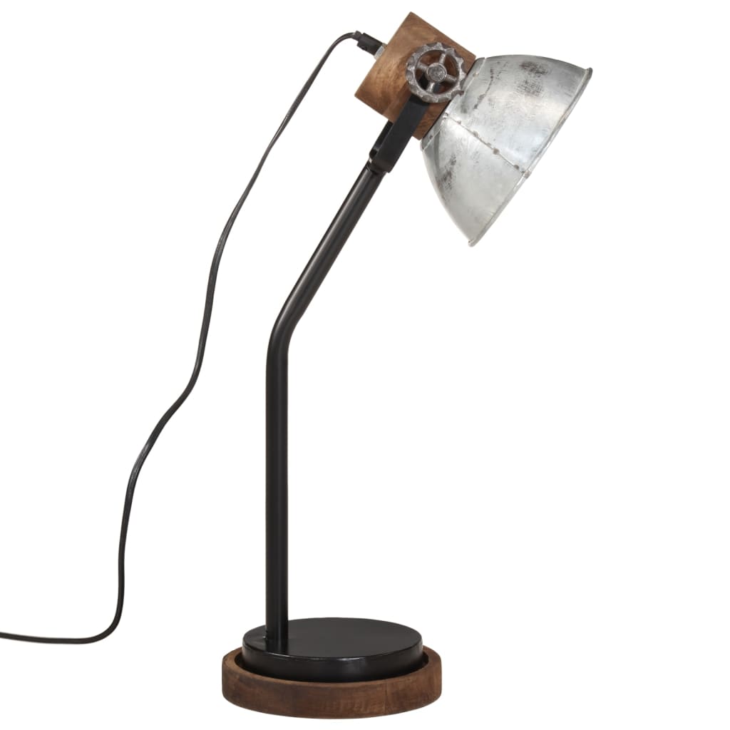 vidaXL Schreibtischlampe 25 W Vintage-Silber 18x18x60 cm E27 - Image 4