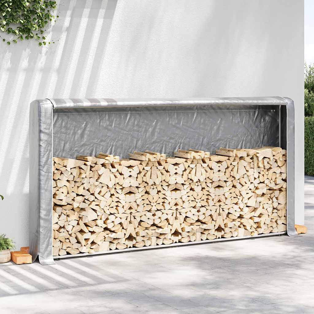 vidaXL Brennholzregal mit Regenschutz 300x25x150 cm Verzinkter Stahl
