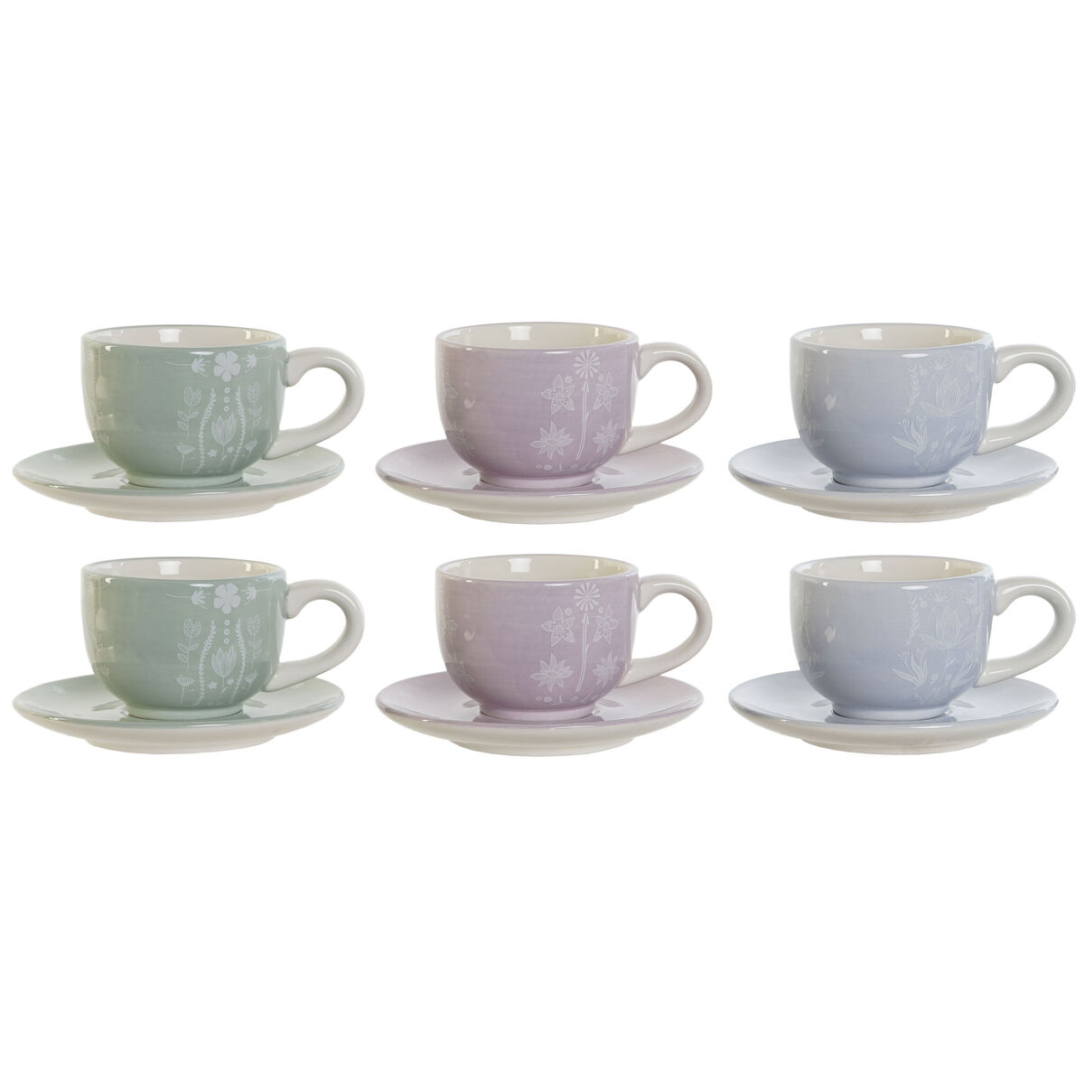 Set da Caffè DKD Home Decor Azzurro Bianco Verde Lilla Metallo Dolomite 180 ml