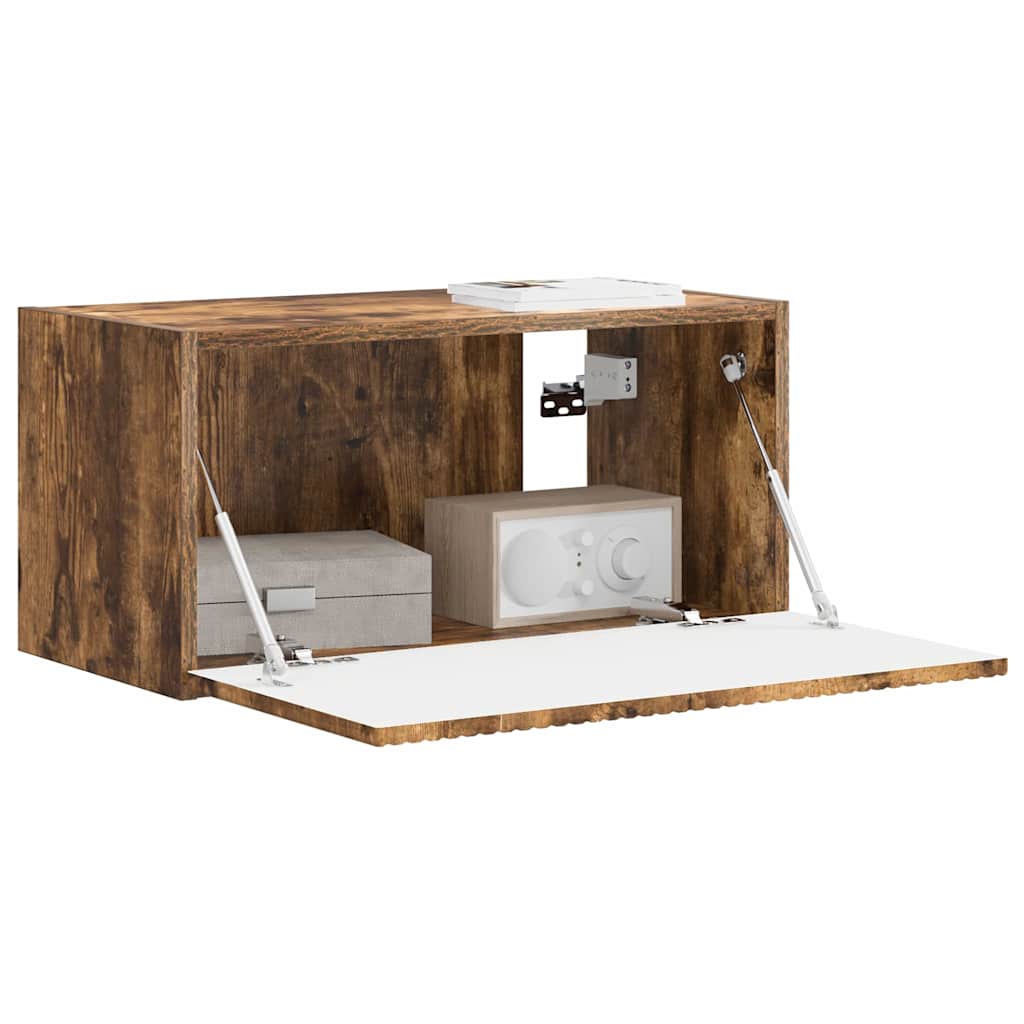 vidaXL Meuble TV mural Chêne fumé 60 x 31 x 29.5 cm Bois d'ingénierie - Image 3