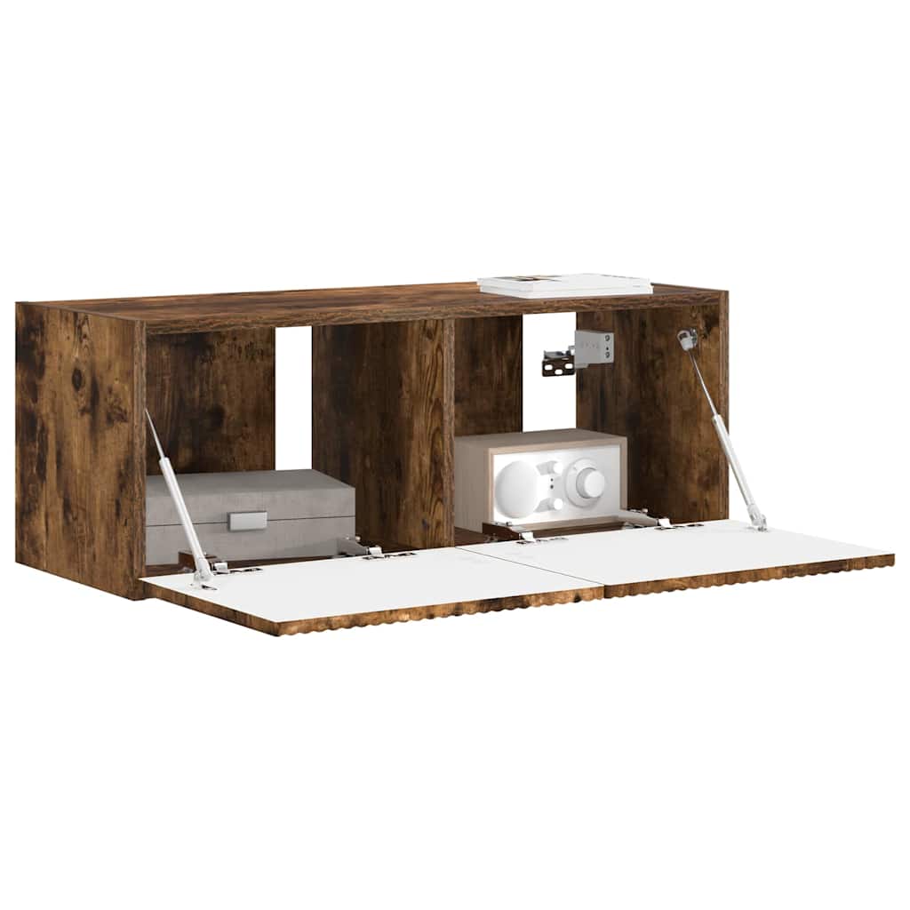 vidaXL Meuble TV mural Chêne fumé 60 x 31 x 29.5 cm Bois d'ingénierie - Image 3