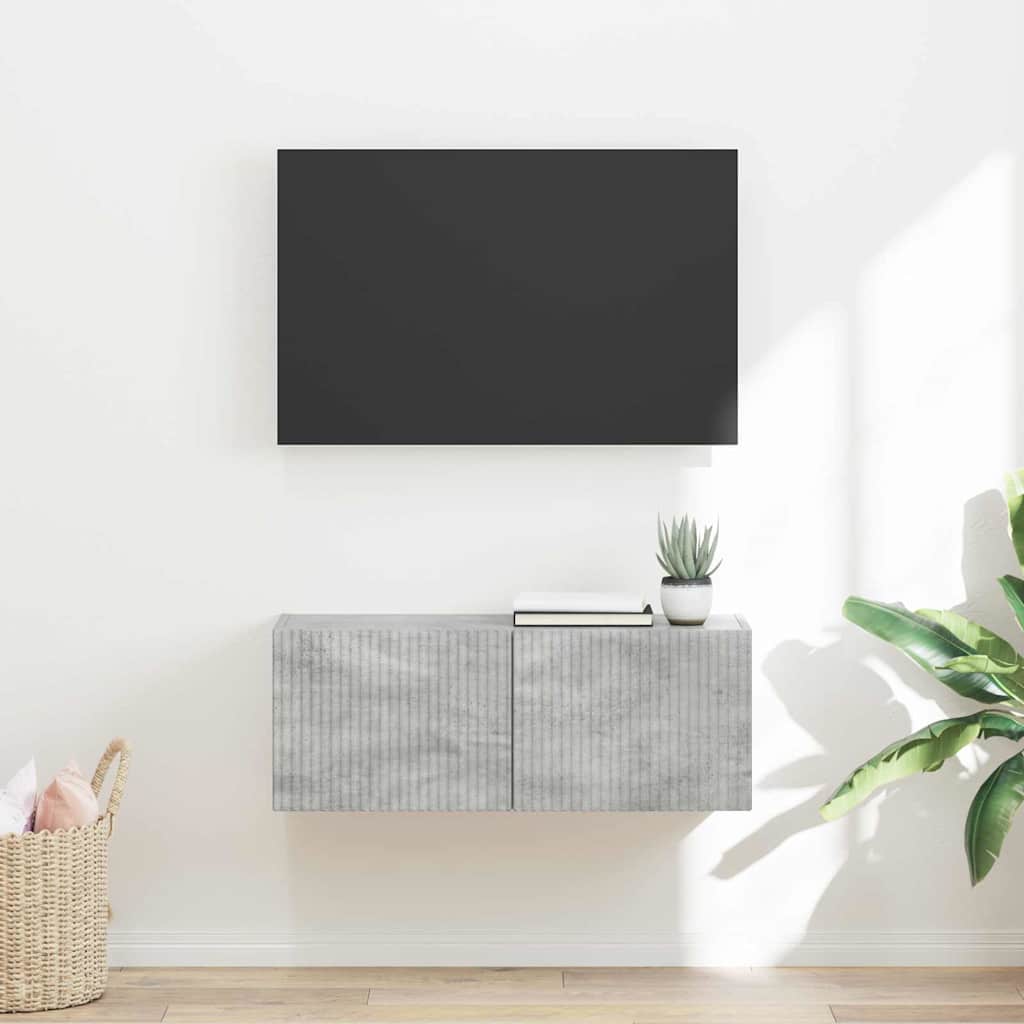 vidaXL Meuble TV mural Béton 60 x 31 x 29.5 cm Bois d'ingénierie