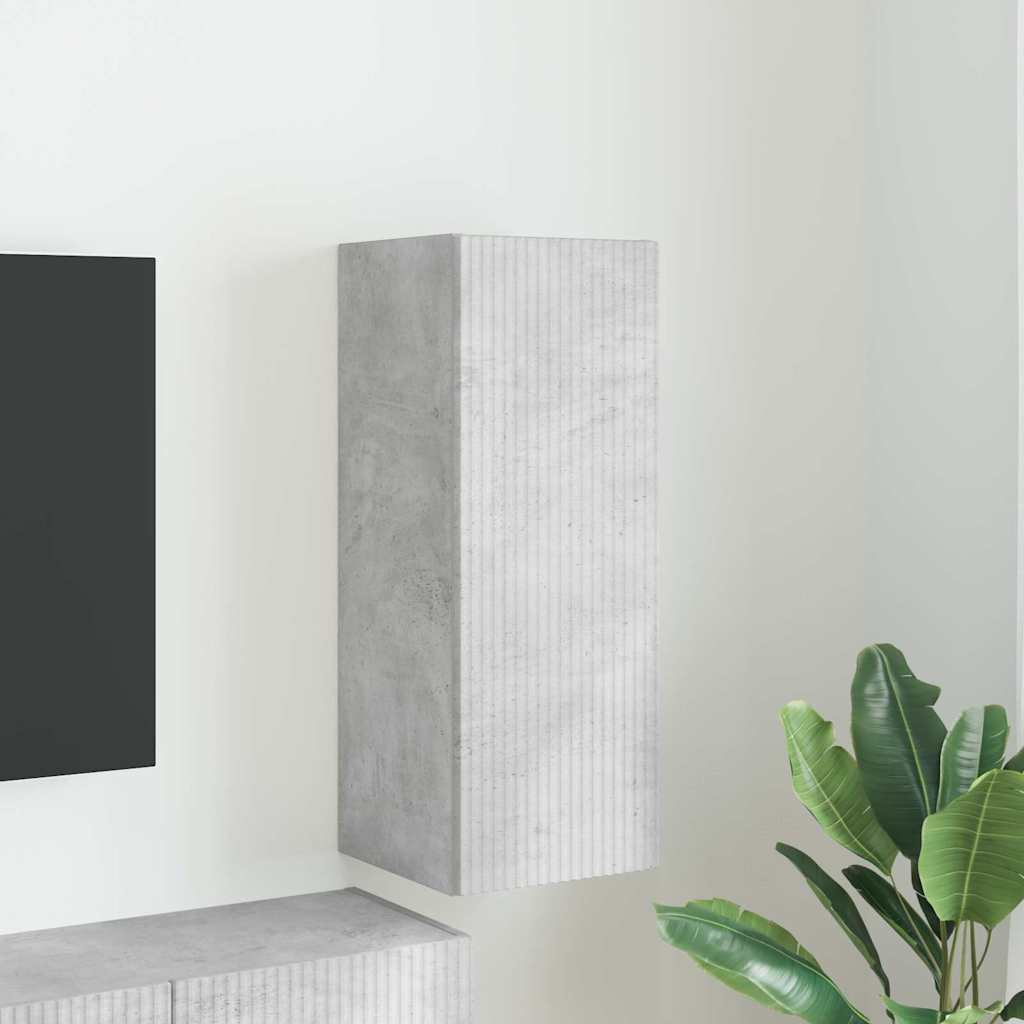 vidaXL Meuble TV mural Béton 30 x 31 x 80 cm Bois d'ingénierie