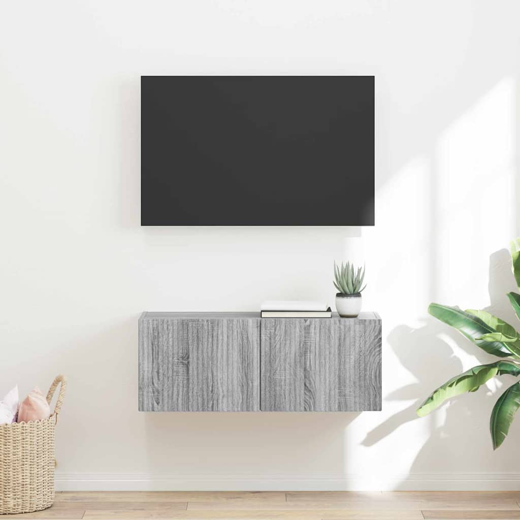 vidaXL Meuble TV mural Gris Sonoma 60 x 31 x 29.5 cm Bois d'ingénierie