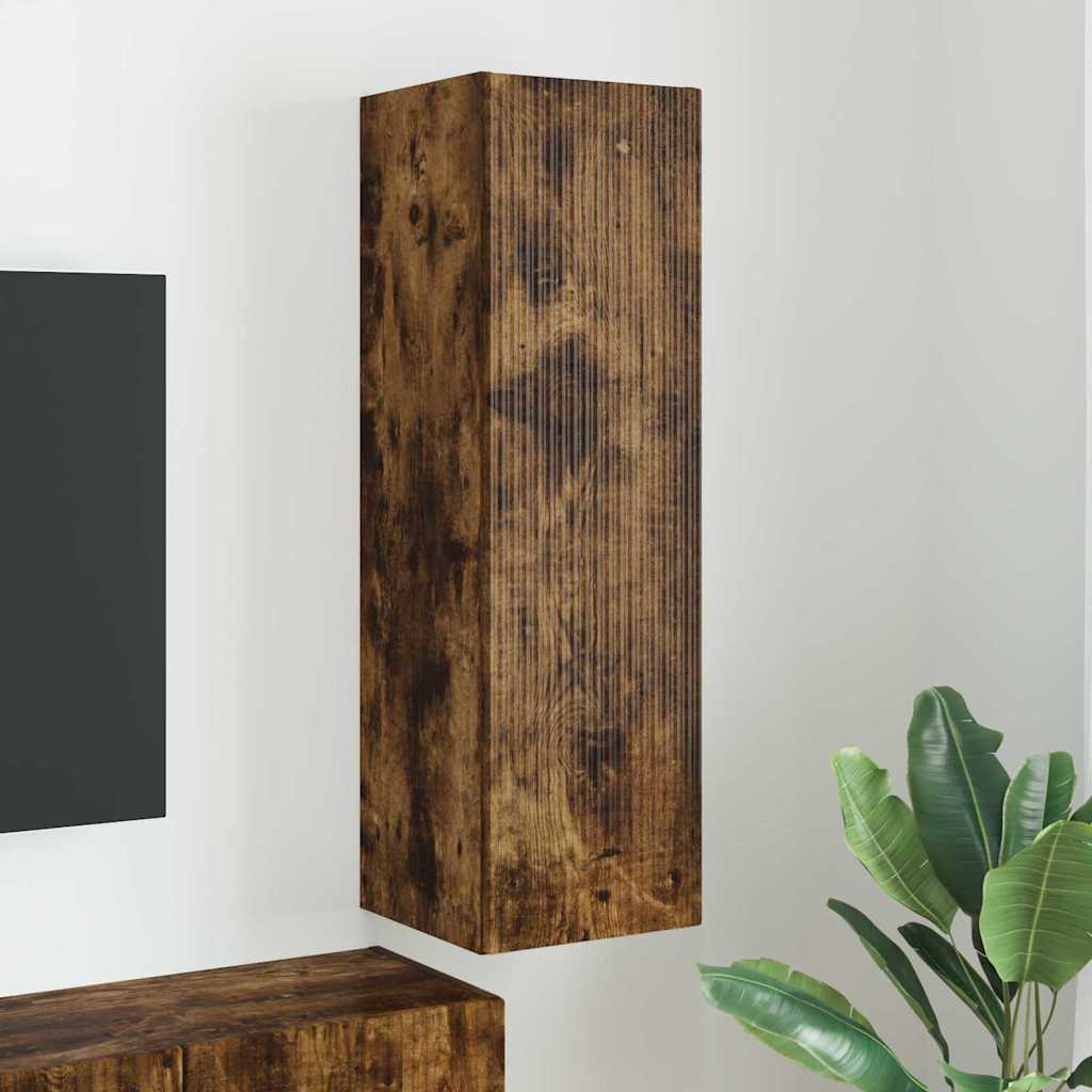 vidaXL Meuble TV mural Chêne fumé 30 x 31 x 100 cm Bois d'ingénierie