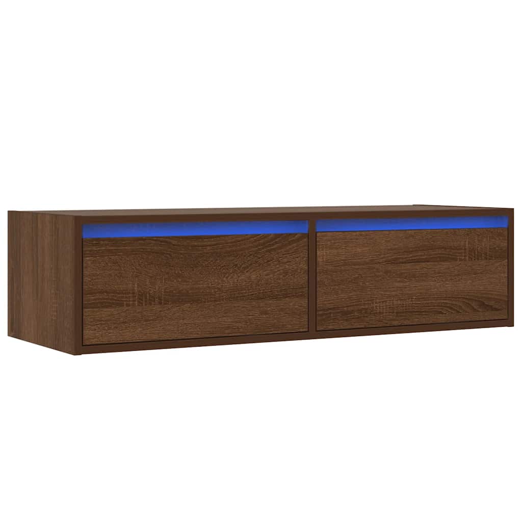 vidaXL Mueble de TV con luces LED roble marrón 100X35,5x25 cm - Image 3