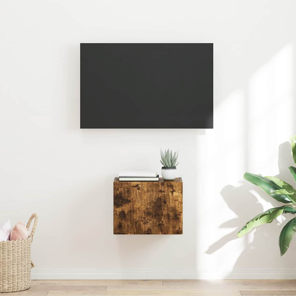 vidaXL Meuble TV mural Chêne fumé 60 x 31 x 29.5 cm Bois d'ingénierie