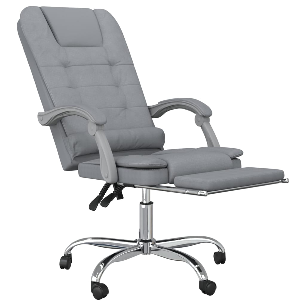 vidaXL Bürostuhl mit Massagefunktion Hellgrau Stoff - Image 6