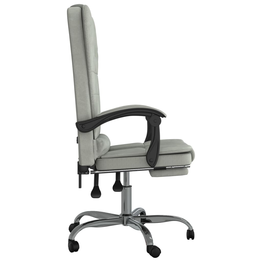 vidaXL Bürostuhl mit Massagefunktion Hellgrau Samt - Image 4