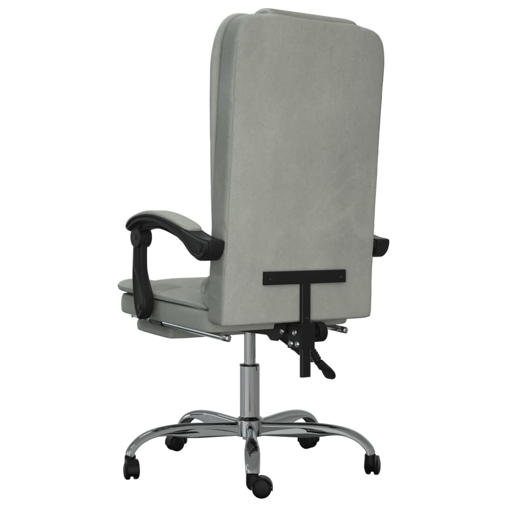 vidaXL Bürostuhl mit Massagefunktion Hellgrau Samt - Image 5