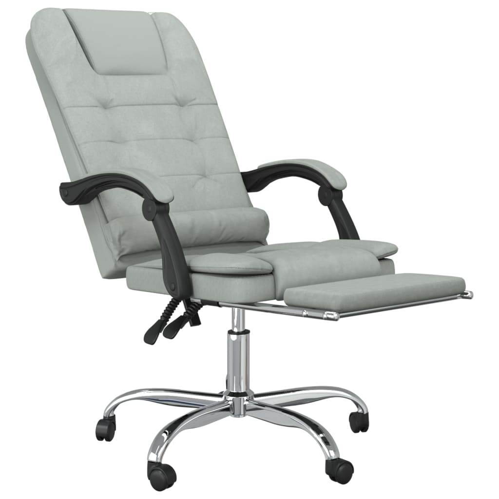 vidaXL Bürostuhl mit Massagefunktion Hellgrau Samt - Image 6