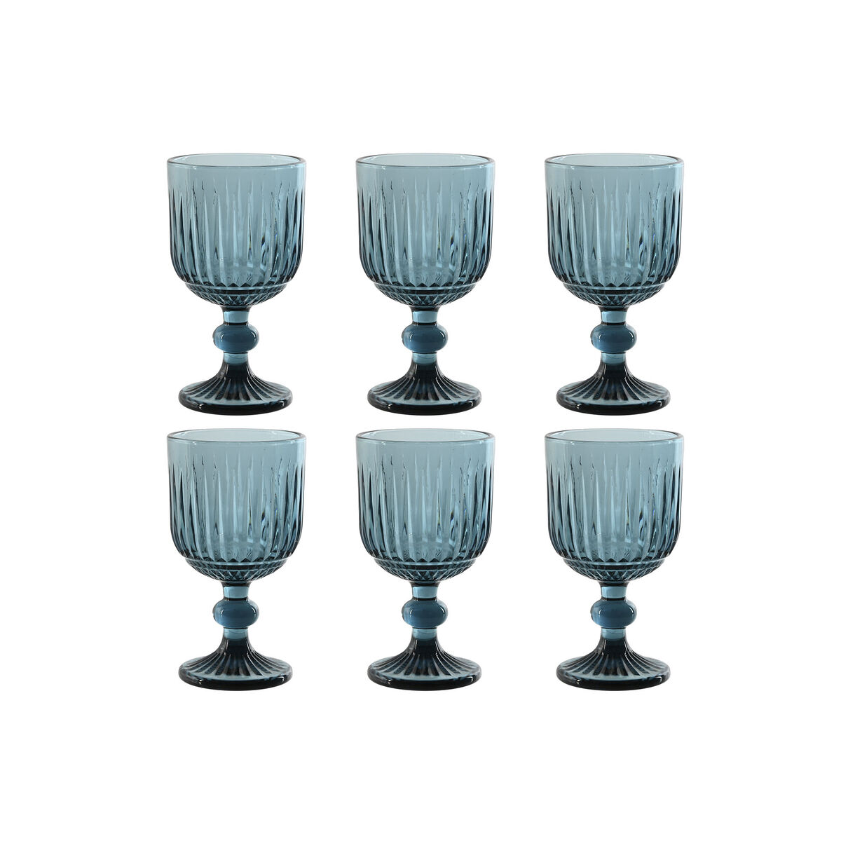 Set di Bicchieri Home ESPRIT Azzurro Cristallo 8 x 8 x 14,5 cm (6 Unità)