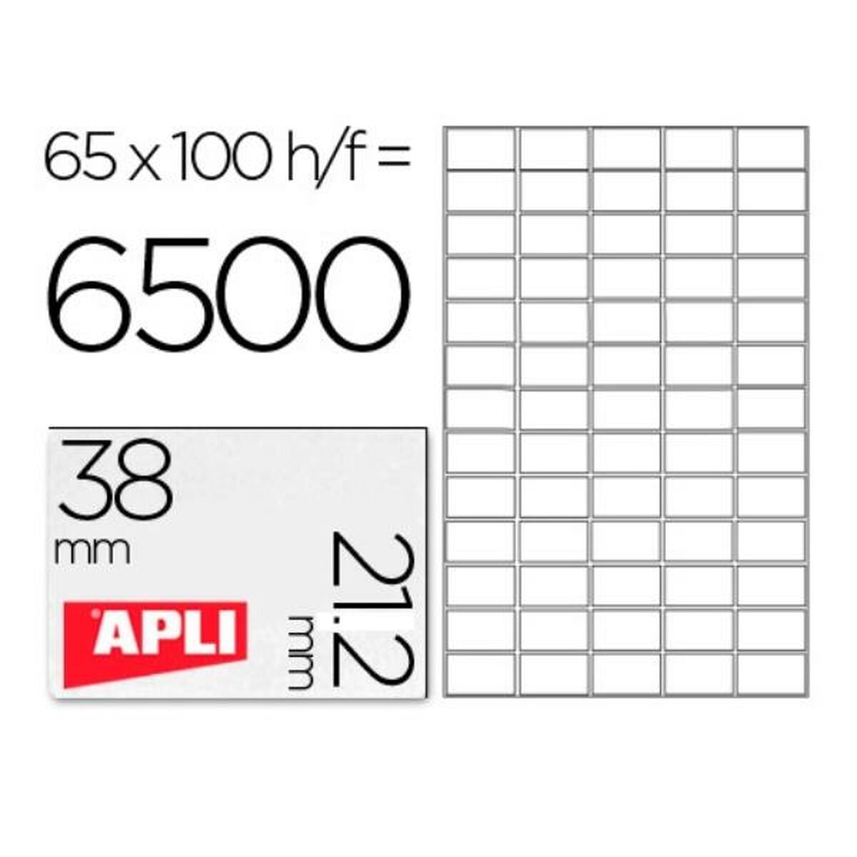 Etichette adesive Apli 1283 Bianco 100 fogli 38 x 21,2 mm
