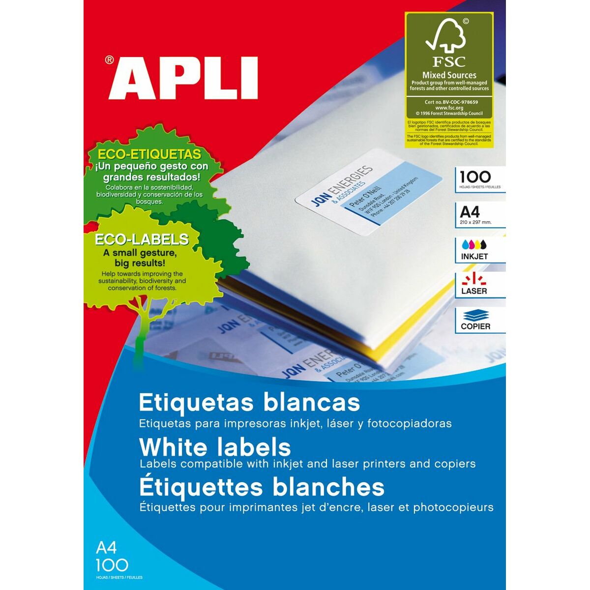 Etichette adesive Apli 01287 Bianco 100 fogli 105 x 35 mm