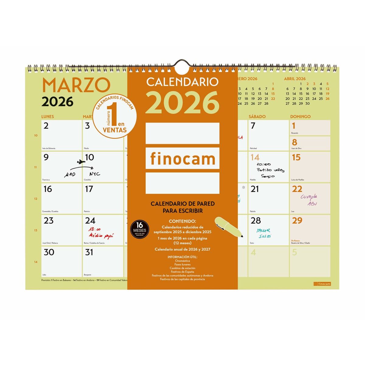 Calendario da parete Finocam Multicolore A3 Carta