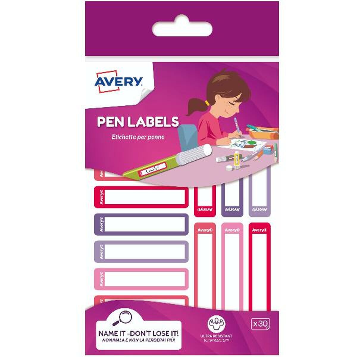 Etichette adesive Avery RESMI30F-UK Bianco Rosso 10 x 50 mm (30 Unità)