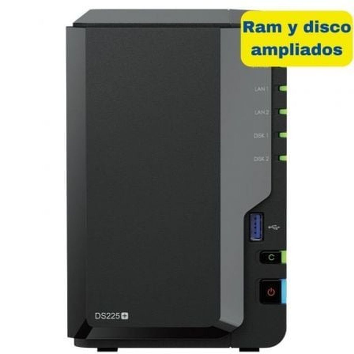 Memorizzazione in Rete NAS Synology DS225+/6G 8TB Nero Intel Celeron