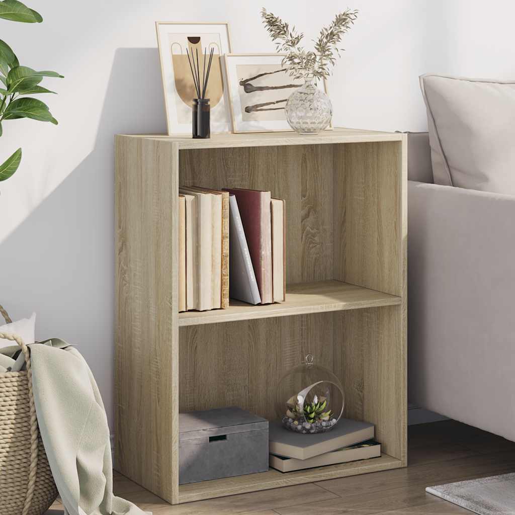 vidaXL Bücherregal 2 Fächer Sonoma-Eiche 60x30x76,5 cm Holzwerkstoff
