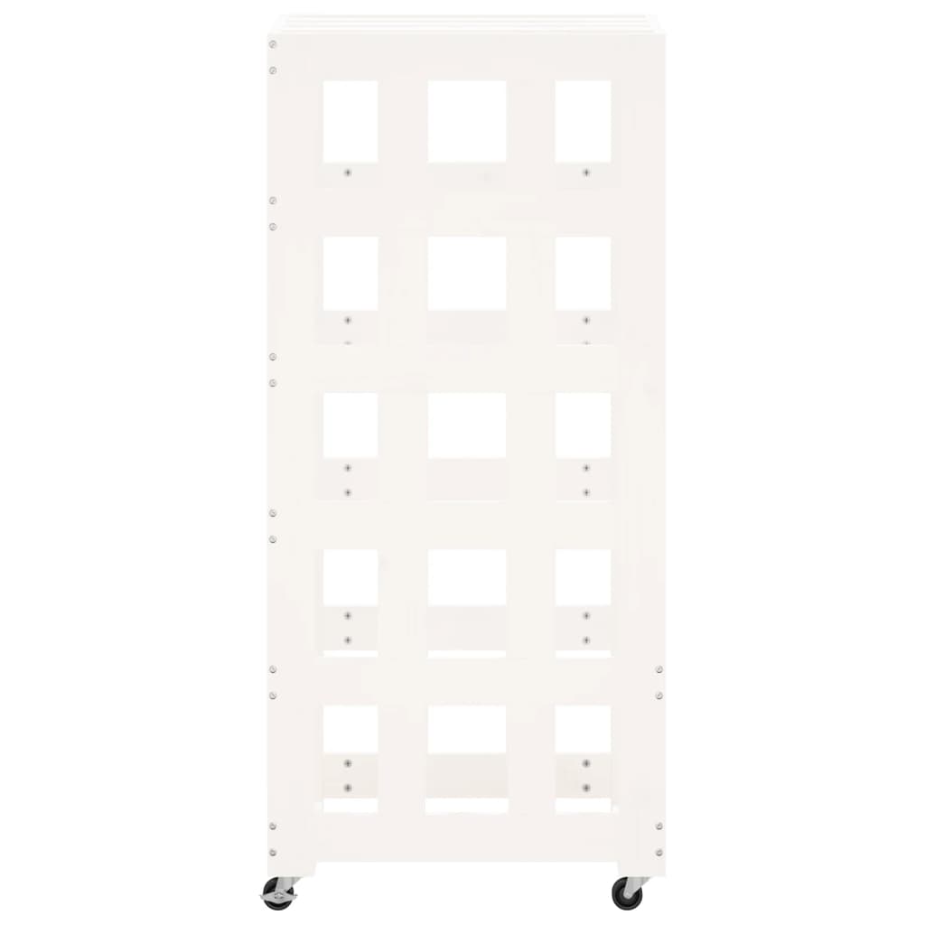 vidaXL Kaminholzregal mit Rollen Weiß 40x49x110 cm Massivholz Kiefer - Image 6