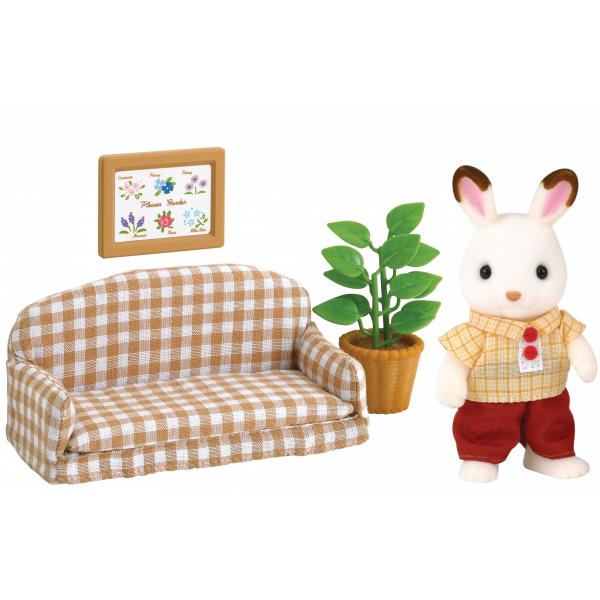 Personaggi d'Azione Sylvanian Families Papa Rabbit Chocolate and Living Room