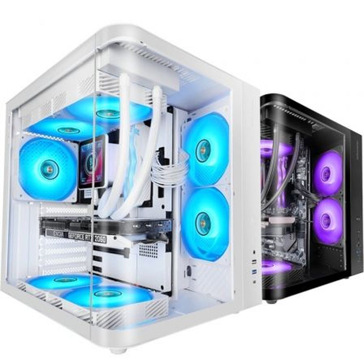 Case computer desktop ATX Mars Gaming MCCURVW Bianco