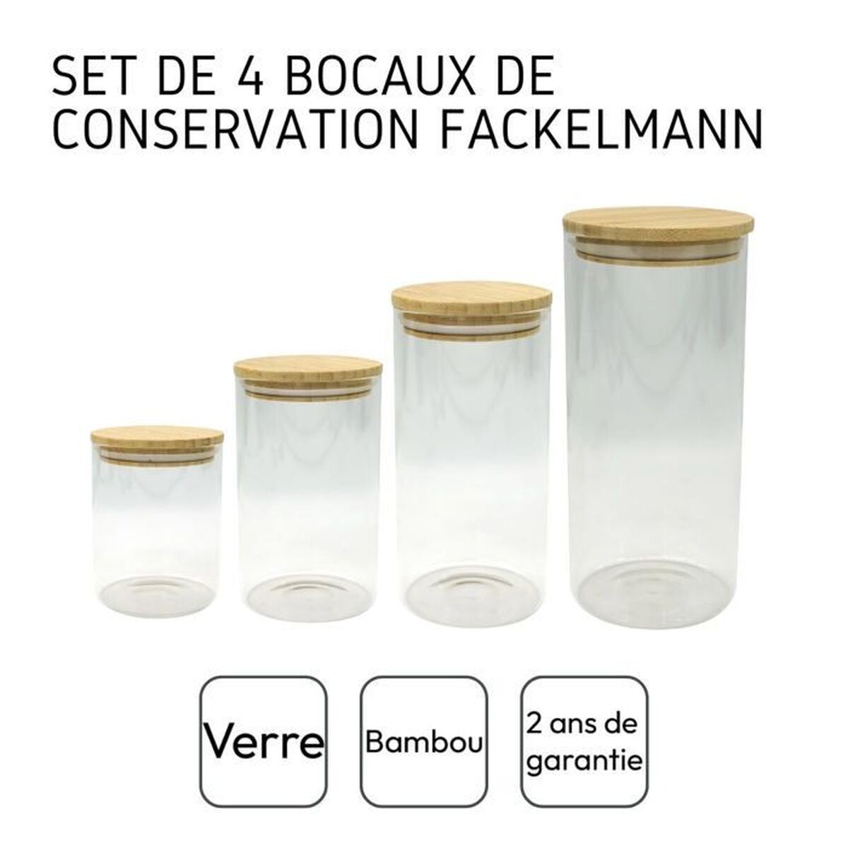 Set di Barattoli Fackelmann Naturale 4 Pezzi - Image 4