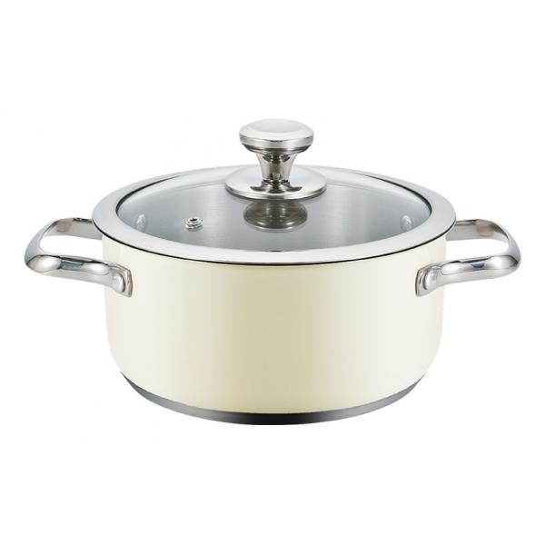 Casseruola con coperchio Haeger PA-20H.007A Beige Ø 20 cm