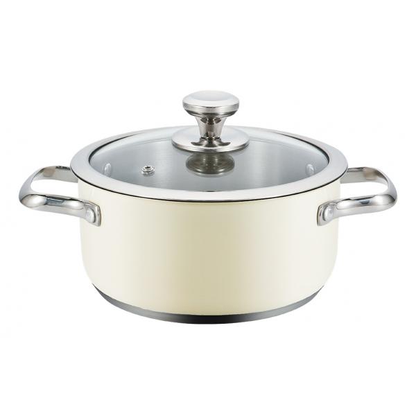 Casseruola con coperchio Haeger PA-24H.008A Beige Ø 24 cm