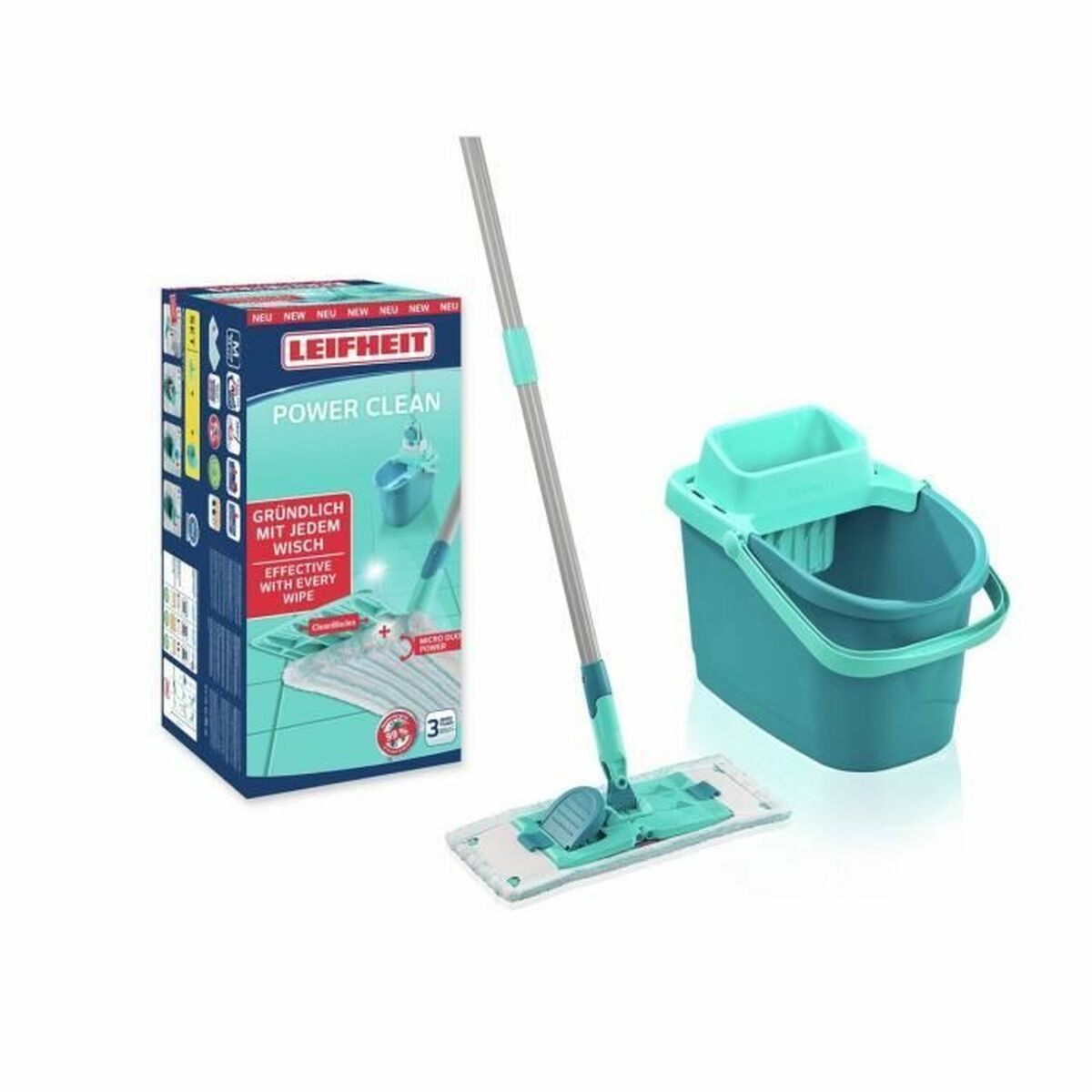 Mop with Bucket Leifheit PowerClean Turchese