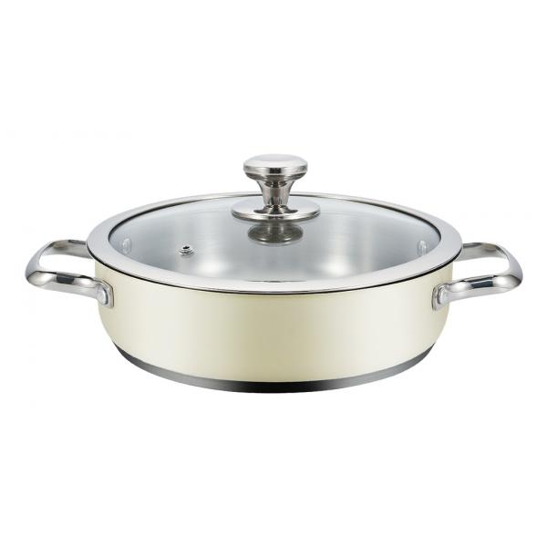 Casseruola con coperchio Haeger PA-24L.009A Beige Ø 24 cm