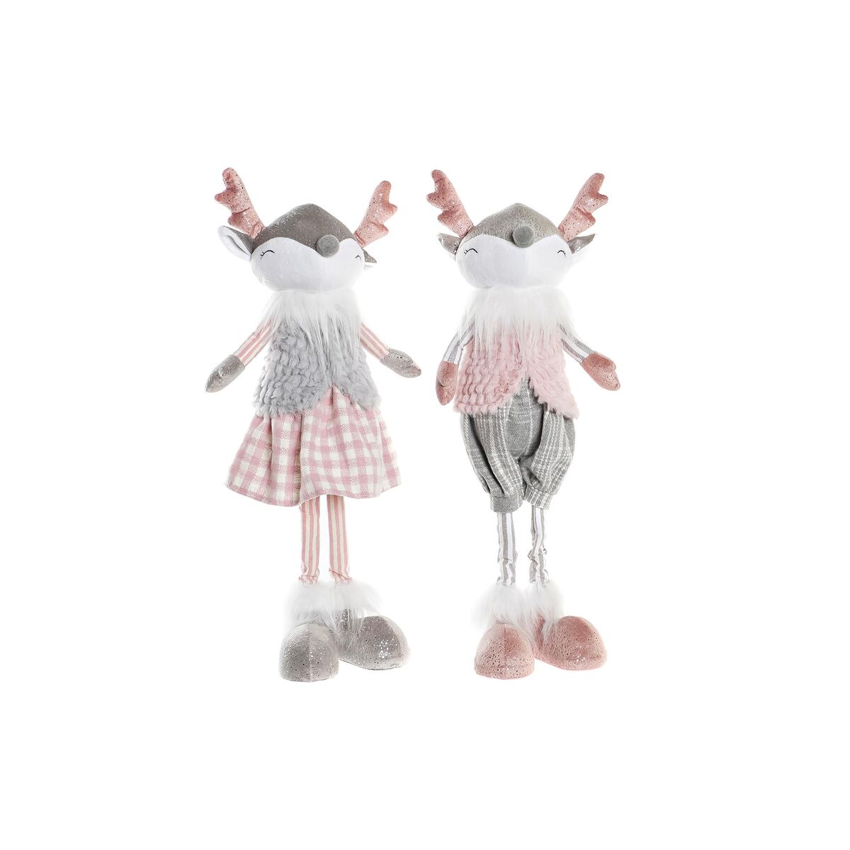 Statua Decorativa DKD Home Decor Natale Animale Poliestere Cervo (15 x 11 x 49 cm) (2 Unità)