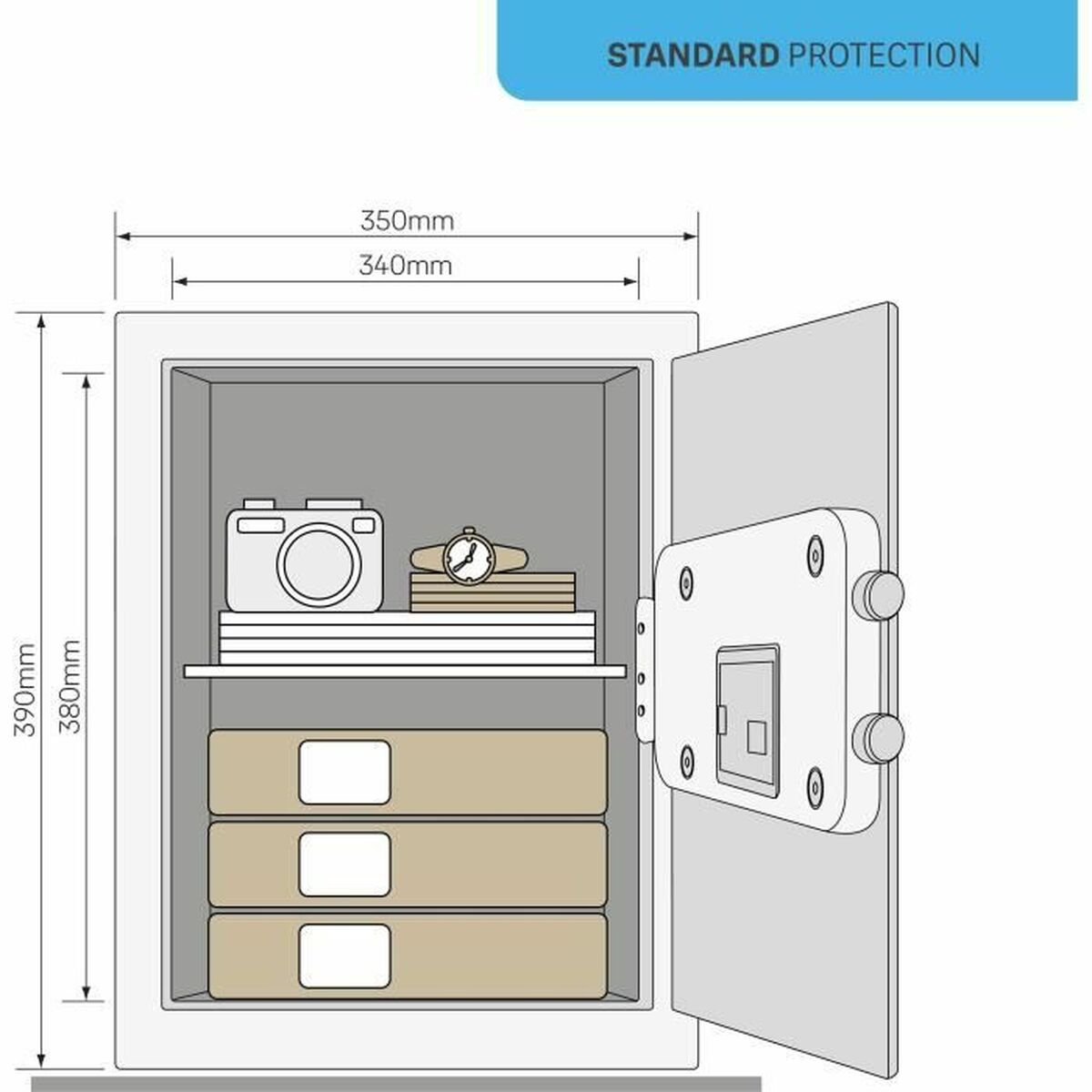 Cassaforte con Serratura Elettronica Yale Nero 40 L 39 x 35 x 36 cm Acciaio inossidabile - Image 5