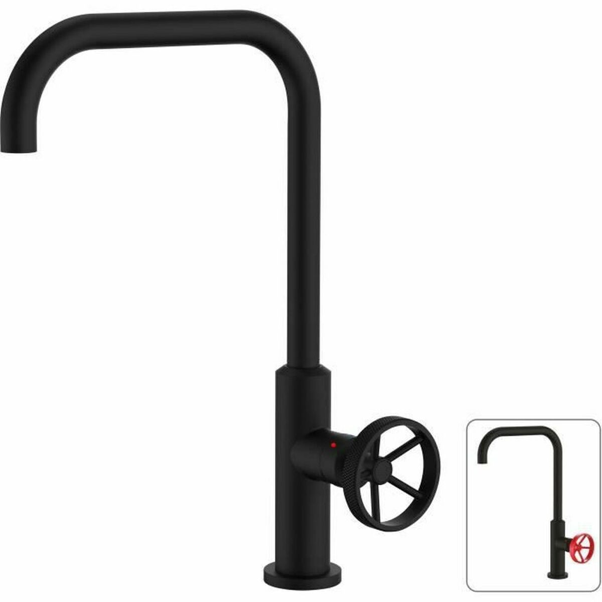 Rubinetto Monocomando Rousseau Nero Nero opaco industriale