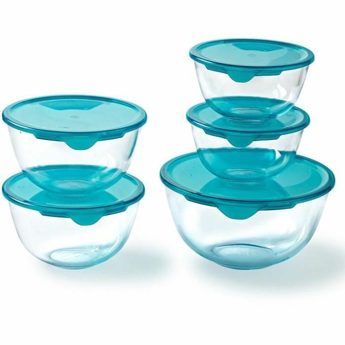 Set di scatole porta pranzo Pyrex Trasparente Turchese 5 Pezzi