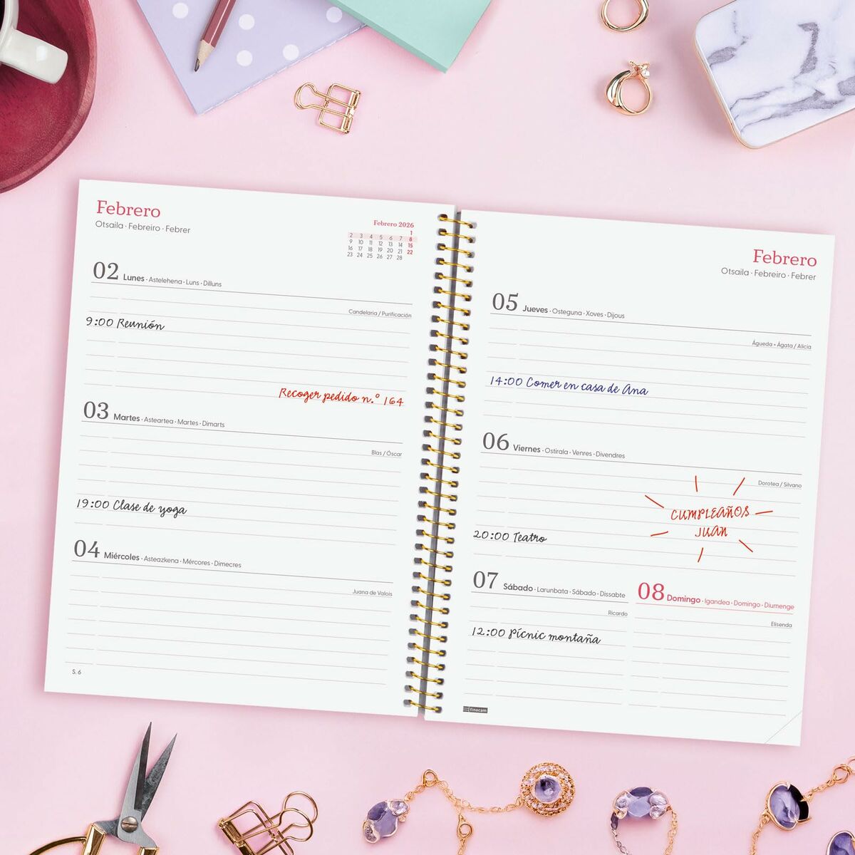 Agenda Finocam DESIGN COLLECTION Goldy A5 15,5 x 21,2 cm 2026 - Image 3