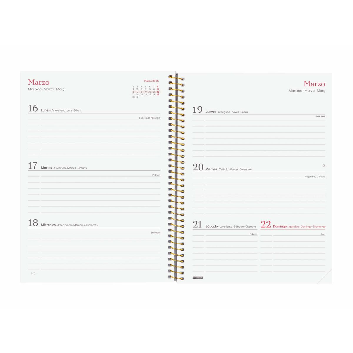 Agenda Finocam DESIGN COLLECTION Goldy A5 15,5 x 21,2 cm 2026 - Image 4