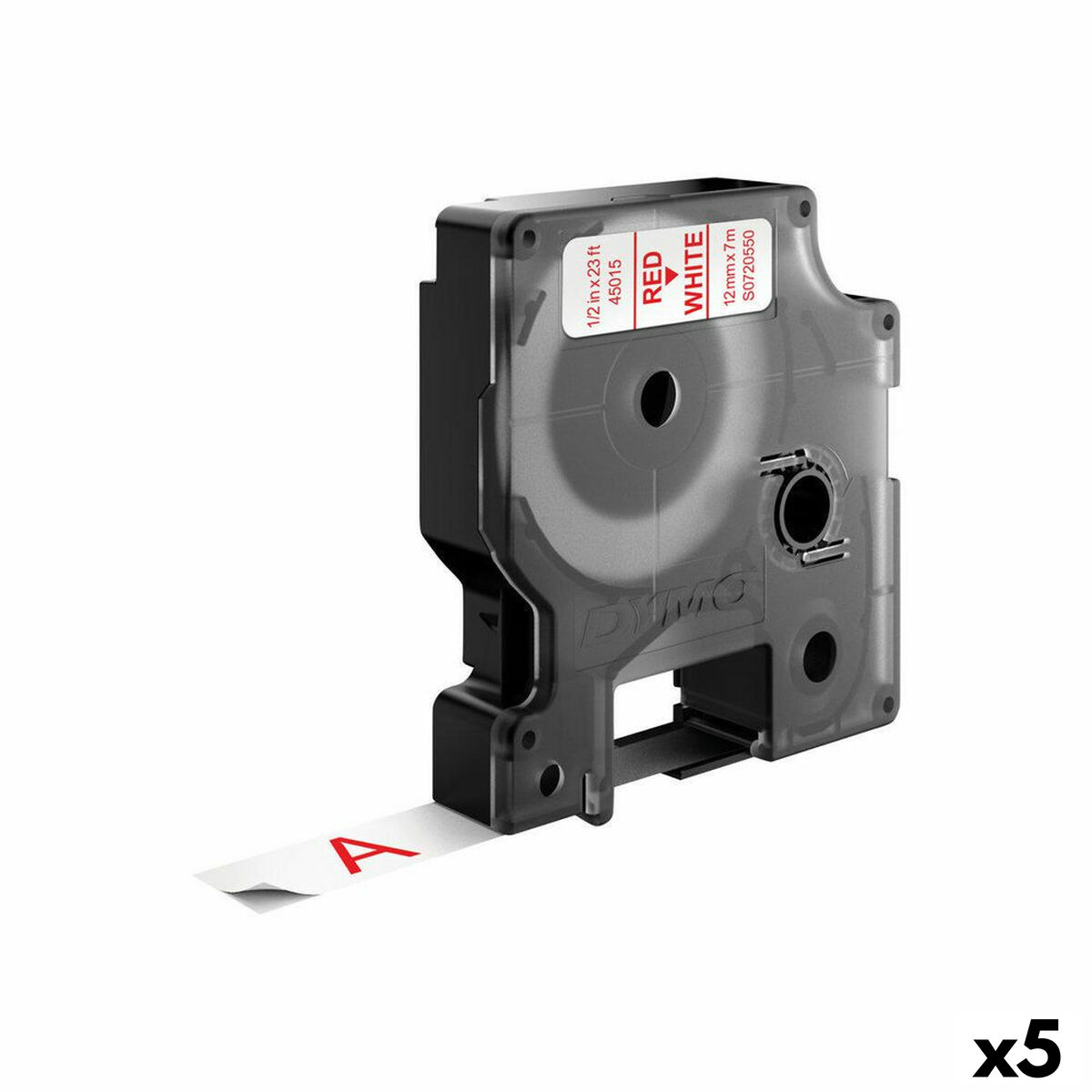 Nastro Laminato per Etichettatrici Dymo D1 45015 12 mm LabelManager™ Bianco Rosso Nero (5 Unità)