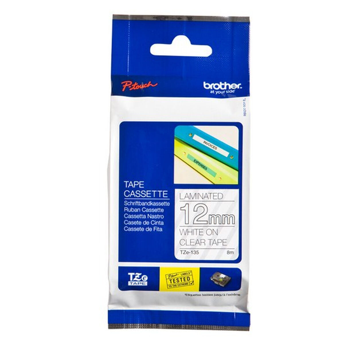 Nastro Laminato per Etichettatrici Brother TZE135 Bianco 12 mm x 8 m
