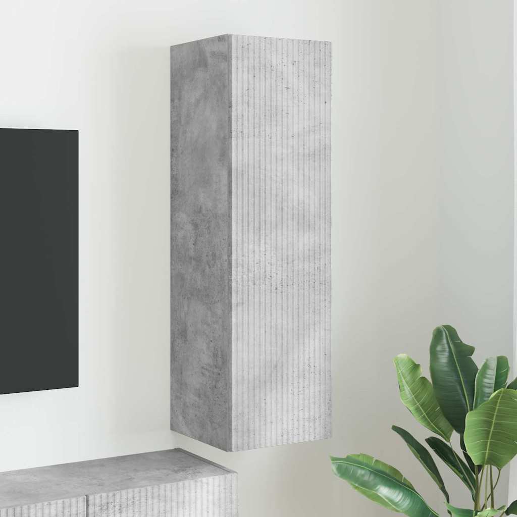 vidaXL Meuble TV mural Béton 30 x 31 x 100 cm Bois d'ingénierie