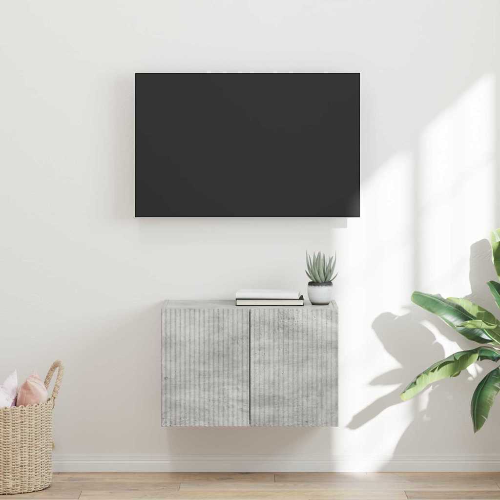 vidaXL Meuble TV mural Gris béton 59,5 x 31 x 40 cm Bois d'ingénierie