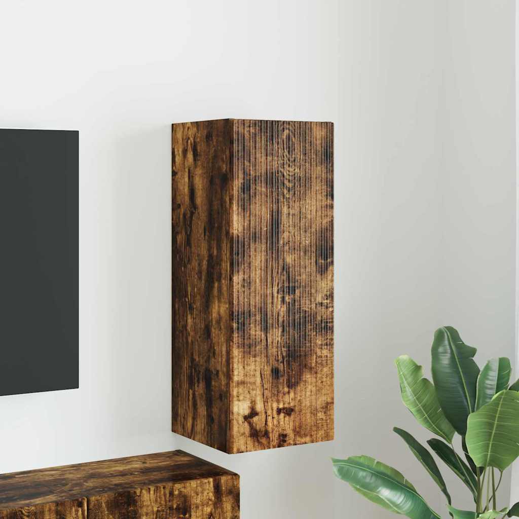 vidaXL Meuble TV mural Chêne fumé 30 x 31 x 80 cm Bois d'ingénierie