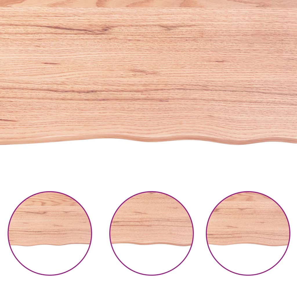 vidaXL Tablero mesa madera roble tratada marrón claro 100x40x(2-6) cm - Image 5