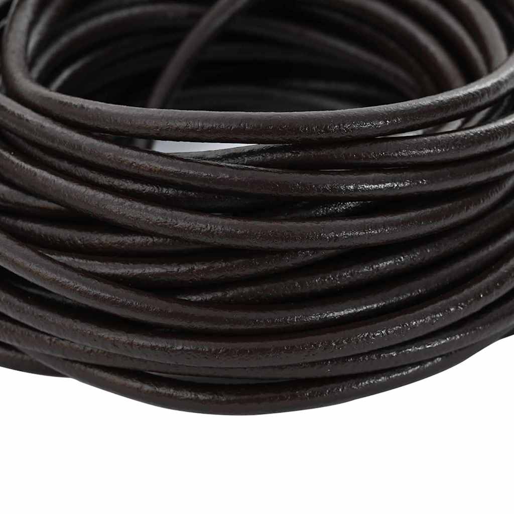 vidaXL Leder Schnur Dunkelbraun Ø5 mm x 50 m Leder - Image 3