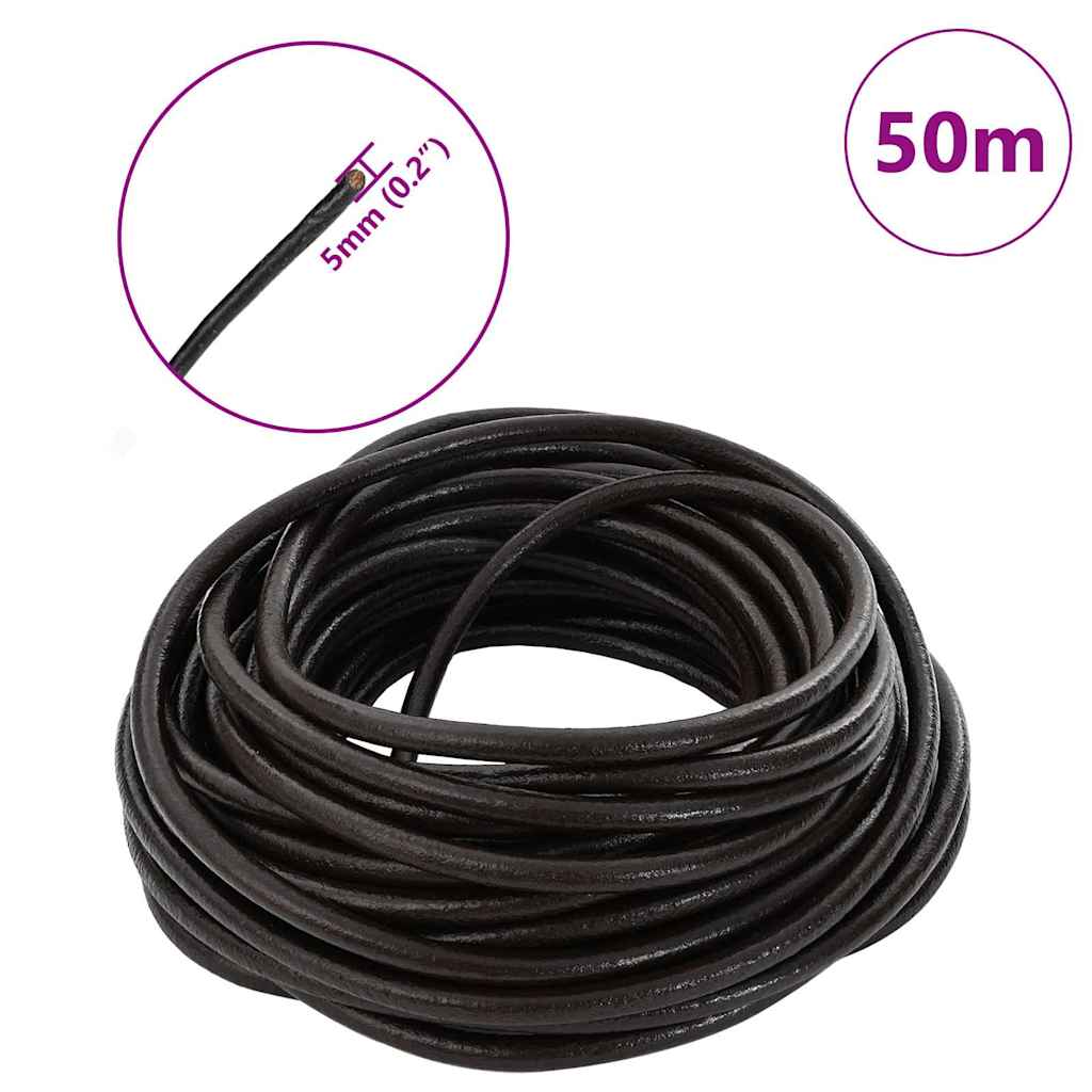 vidaXL Leder Schnur Dunkelbraun Ø5 mm x 50 m Leder - Image 6