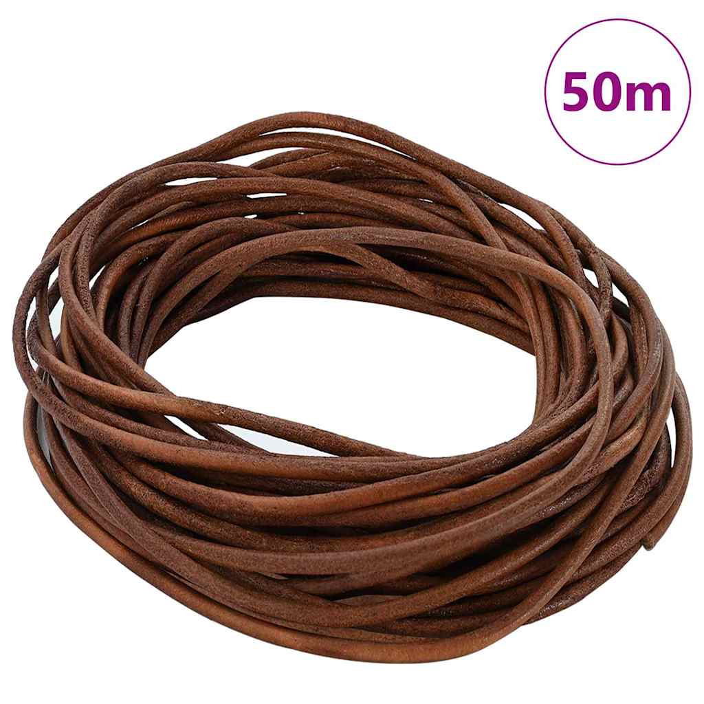 vidaXL Leder Schnur Hellbraun Ø2,5 mm x 50 m Leder