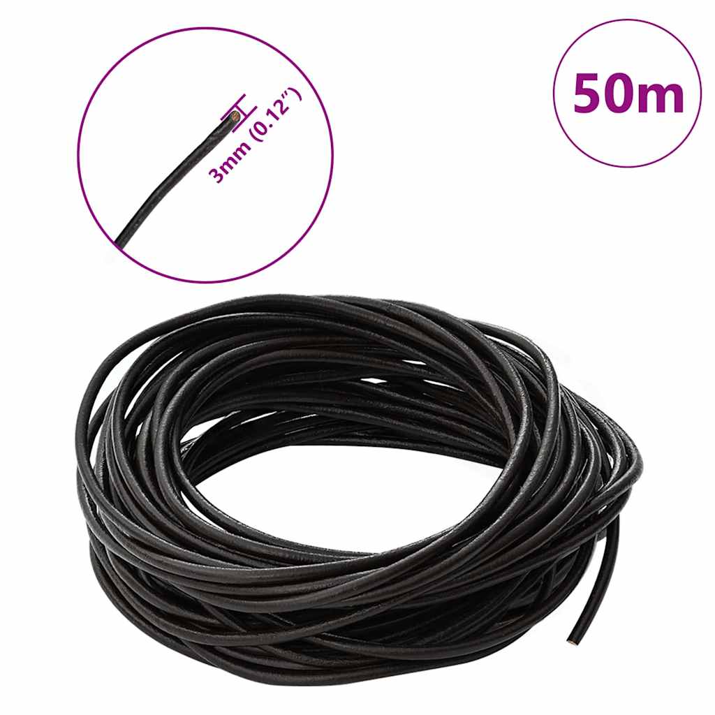 vidaXL Leder Schnur Dunkelbraun Ø3 mm x 50 m Leder - Image 6