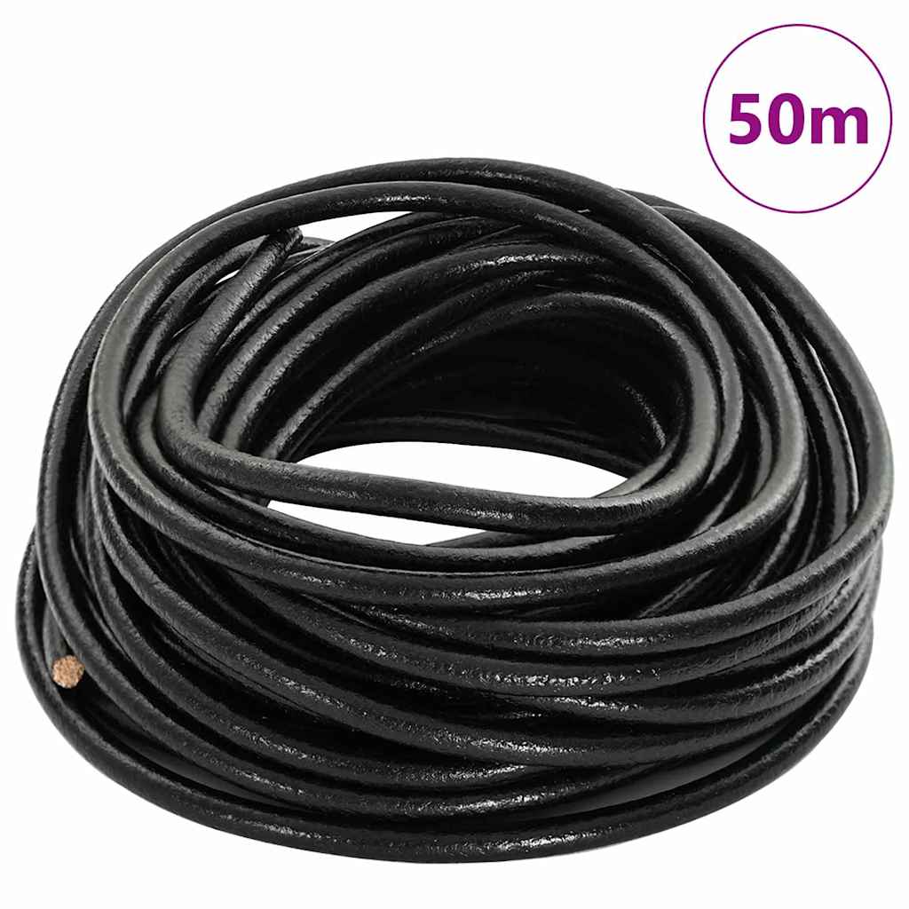 vidaXL Leder Schnur Schwarz Ø4 mm x 50 m Leder
