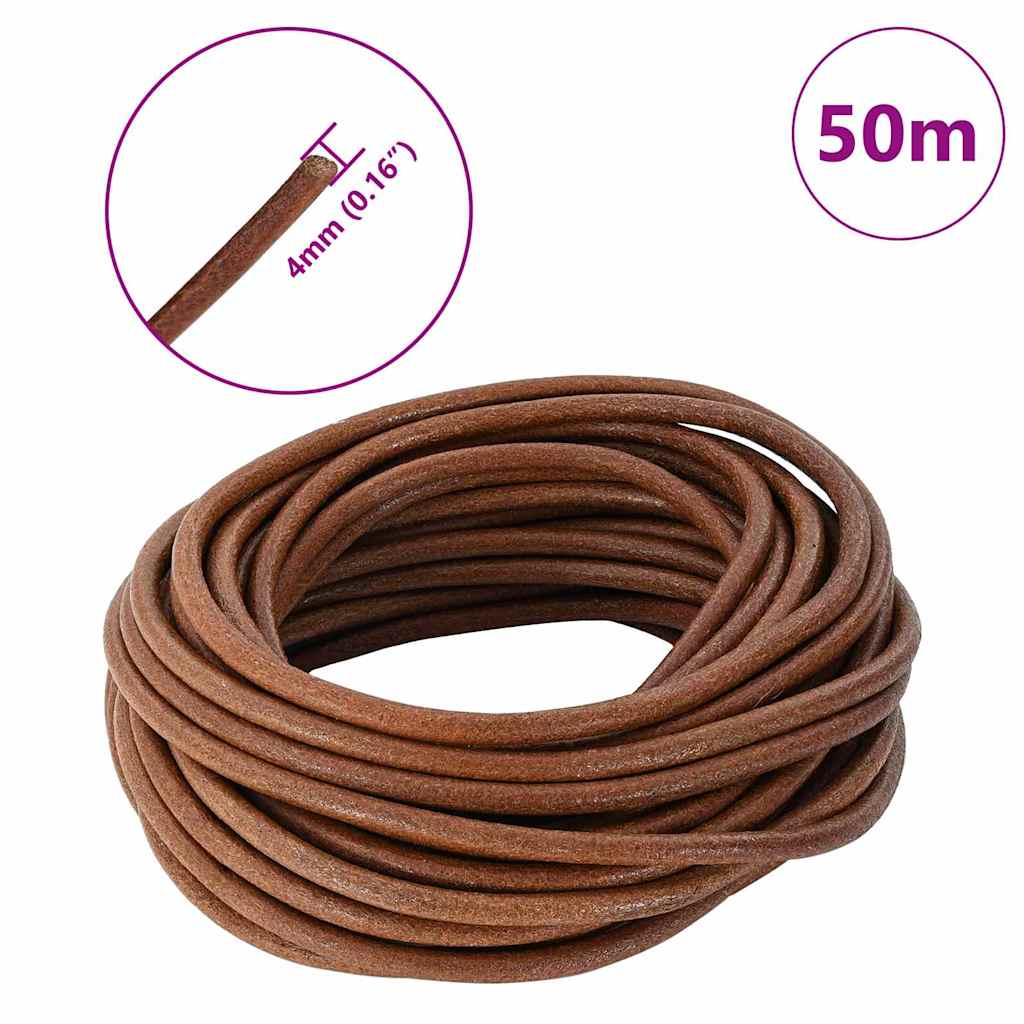 vidaXL Leder Schnur Hellbraun Ø4 mm x 50 m Leder - Image 6